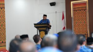 Sambutan Gubernur Sulbar, Suhardi Duka, saat menghadiri Musrenbang RKPD Kabupaten Mamuju 2026, Kamis, 17 April 2025.